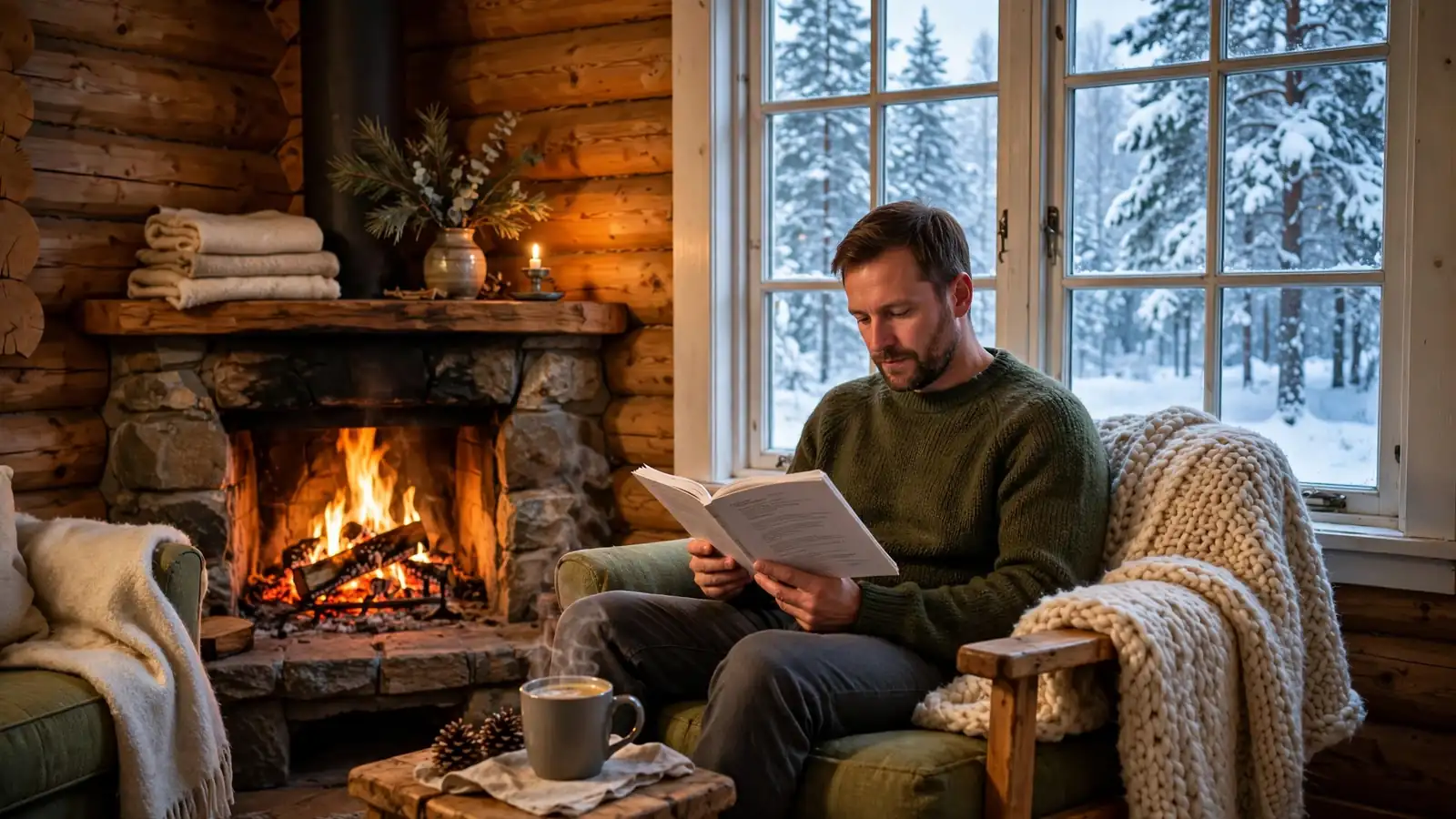 Person som leser spilleregler i koselig stue